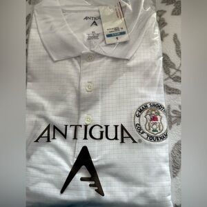 Antigua White Polo Shirt with Embroidered Logo Suze XL NWT